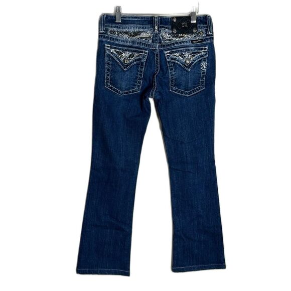 Miss Me ladies bootcut denim jeans with studded bling gem pockets size 27 - Picture 2 of 15
